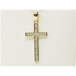 #12-10K GOLD DIAMOND CROSS NECKLACE