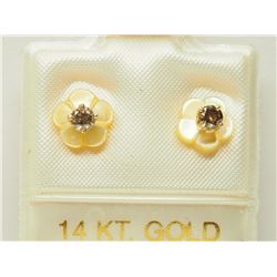 #16-14K GOLD DIAMOND & MOTHER OF PEARL
