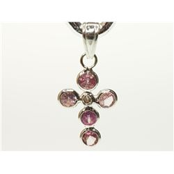 #18-14K GOLD PINK SAPPHIRE & DIA PENDANT