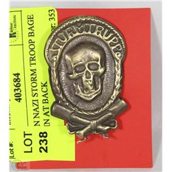GERMAN NAZI STORM TROOP BADGE WITH PIN AT BACK