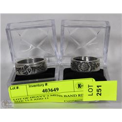 LOT OF HEAVY 2 MENS BAND RINGS SIZE 11.5 AND 11