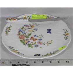 AYNSLEY MADE IN ENGLAND WEDDING CAKE PLATE & KNIFE