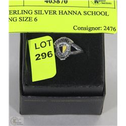 STERLING SILVER HANNA SCHOOL RING SIZE 6