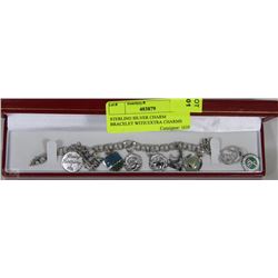 STERLING SILVER CHARM BRACELET WITH EXTRA CHARMS