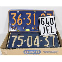 BOX WITH SEVEN OLD LICENCE PLATES
