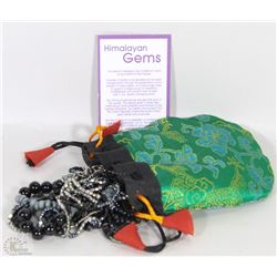 HIMALAYAN GEMS NECKLACE 8 STRAND 18" WITH 3