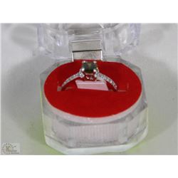 #28- NATURAL PERIDOT/CZ RING
