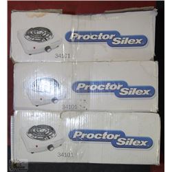 3 PROCTOR SILEX SINGLE BURNERS