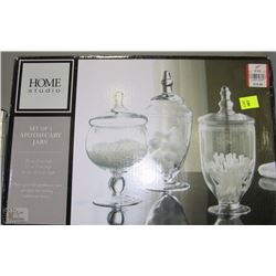 SET OF 3 APOTHECARY JARS
