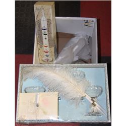 BOX WITH NEW WEDDING GLASS SET,GALILEO THERMOMETER