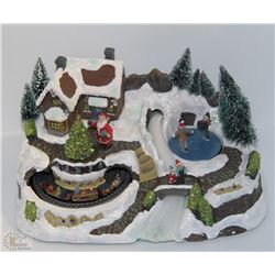 FIBER OPTIC CHRISTMAS SCENE ORNAMENT WITH LIGHTS