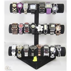 3-TIER DISPLAY WITH 24 BRAND NEW FASHION WATCHES