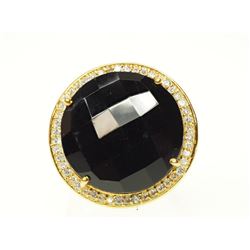 #27-STERLING SILVER ONYX & CUBIC RING SIZE 8