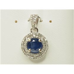 #28-14K GOLD SAPP & DIA PENDANT