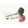 Image 3 : #30-STERLING SILVER RUBY & SAPPHIRE RING SIZE 9