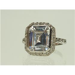 #38-STERLING SILVER CUBIC ZIRCONIA RING SIZE 7.5