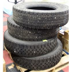 LOT OF 4 SEMI TRUCK TIRES INCL 2 GOODYEAR