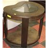 Image 1 : KIDNEY BEAN SHAPED WOOD TABLE WITH GLASS INSERT