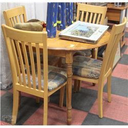 TABLE WITH DROP DOWN SIDES AND 4 CHAIRS