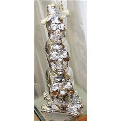 SILVER 3-SKULL STATUE - 15.5"H