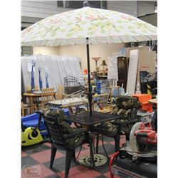 PATIO TABLE WITH 2 CHAIRS AND UMBRELLA