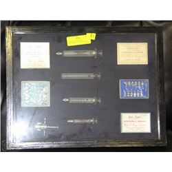 VINTAGE VETERINARIAN  HYPODERMIC NEEDLES DISPLAY
