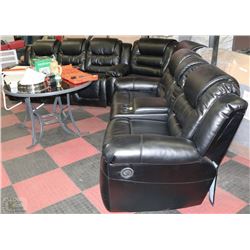 NEW CARL BLACK LEATHERETTE RECLINING SECTIONAL