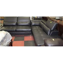 NEW BLACK LEATHERETTE LIFT BACK SECTIONAL