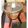 Image 1 : ROUND DECORATIVE GLASS AND WOODEN END TABLE