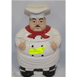 LARGE GLASS CHEF COOKIE JAR -