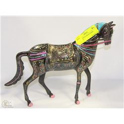 PAINTED SOLID BRASS HORSE FIGURINE