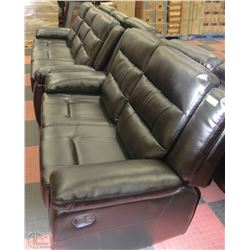 NEW BLAKE BLACK LEATHERETTE RECLINING SOFA AND