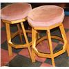 Image 1 : 2 OAK AND UPHOLSTERED STOOLS
