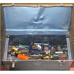 ESTATE METAL "BENCH" TOOL BOX WITH TOOLS