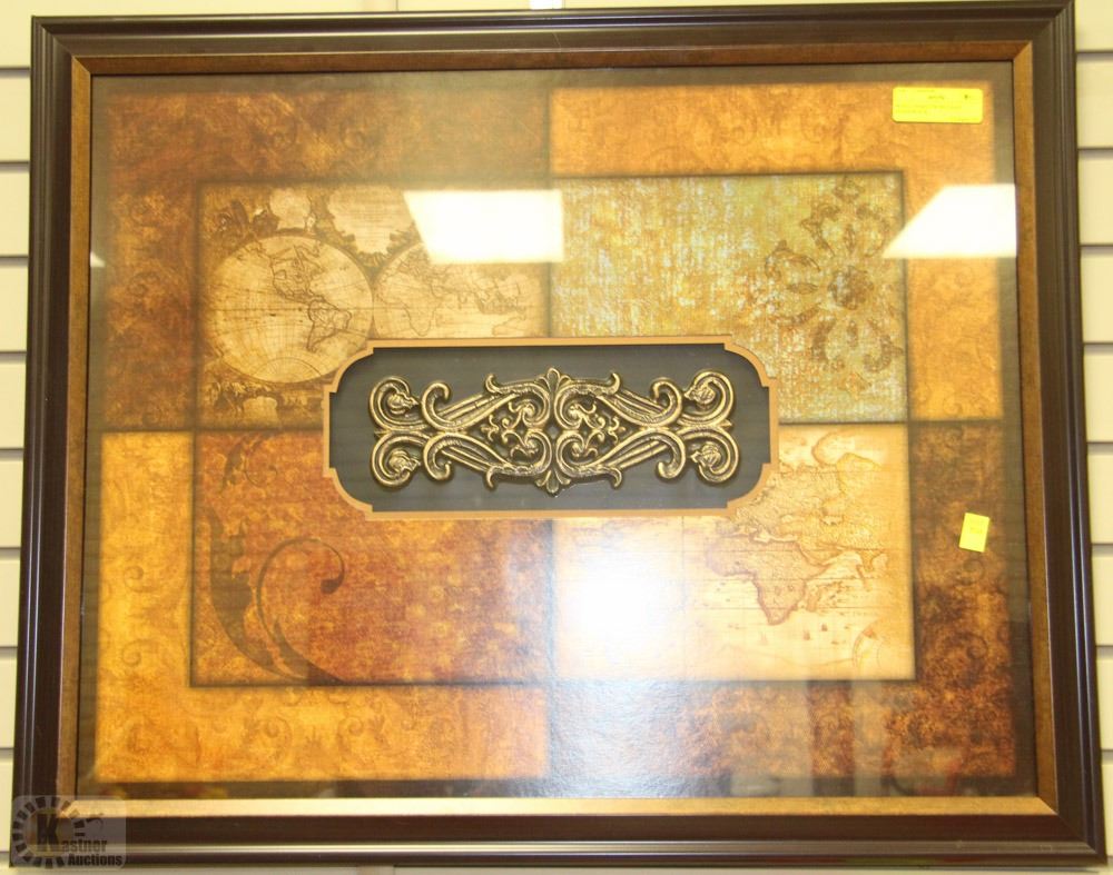 WOOD FRAMED WORLD MAP SHADOW BOX