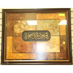 WOOD FRAMED WORLD MAP SHADOW BOX