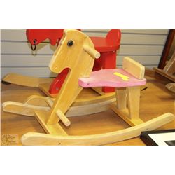 SMALL WOOD AND PINK ROCKING HORSE
