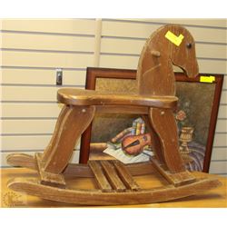 LARGE WOOD ROCKING HORSE