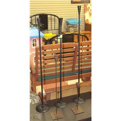 COLLECTION OF 5 WROUGHT IRON CANDLE HOLDER STANDS