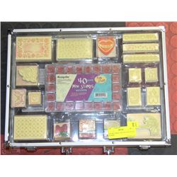 CLEAR CARRY CASE W/OVER 58 ART STAMPS