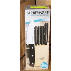 NEW FARBERWARE 6 PC KNIFE SET W/BLOCK