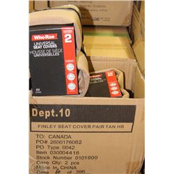 CASE WITH TWO 2PKS OF FINNLEY TAN SEAT COVERS