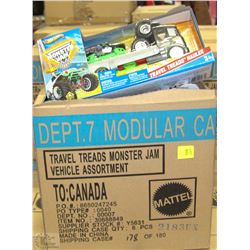CASE WITH SIX HOT WHEEL MONSTER JAM TOYS