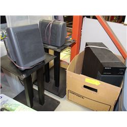 SONY SUPER WOOFER WITH 2 SMALLER SPEAKERS & STANDS