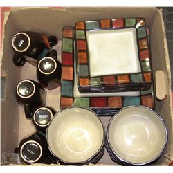 STOKES PLATE, BOWL, CUP SET