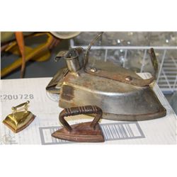FLAT OF  VINTAGE IRONS INCL LADY CLARE,CAST IRON