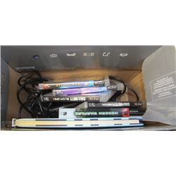 BOX OF PS3 VIDEO GAMES INCL.  PS MOVE,MICROPHONES