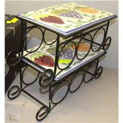 2 CERAMIC PAINTED WINE HOLDERS