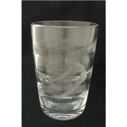A Kosta glass vase by T Grongvist, circa 1936, of tapering form with optic moulded body, the whee...