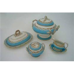 A large Graingers & Co Worcester dinner service, with central crest of plume of feathers in garte...